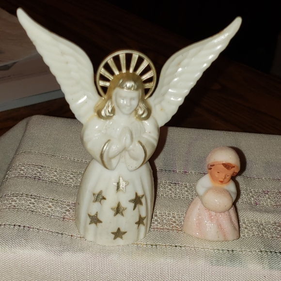Vintage 1950's Plastic Angel and Girl in Pink - Picture 1 of 8